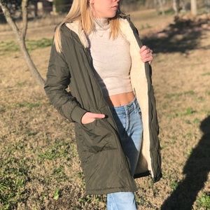 Last 1! NWT Quilted and Faux Shearling Reversible Coat